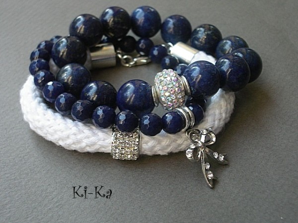 WHITE AND DARK BLUE - BRANSOLETKA