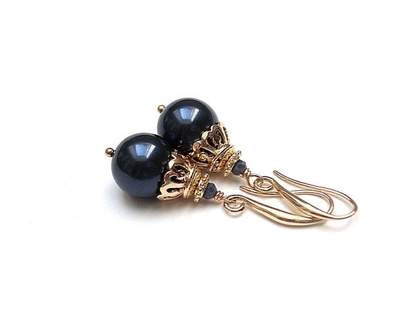 Bąbelki /Swarovski pearls - navy/ 11.04.18 - kolczyki