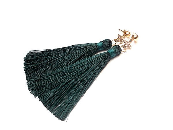 BOHO - butelkowa zieleń - kolczyki