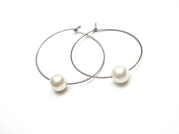 Alloys Collection /one pearl/ white - kolczyki