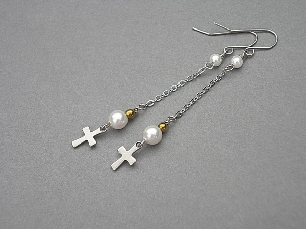 Alloys Collection /cross/ perle - kolczyki