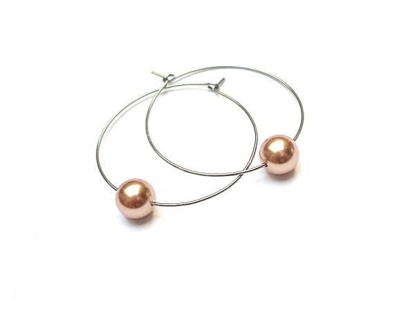 Alloys Collection /one pearl/ rose gold - kolczyki