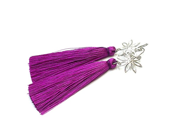 Alloys Collection /boho/ flower/fuksja - kolczyki