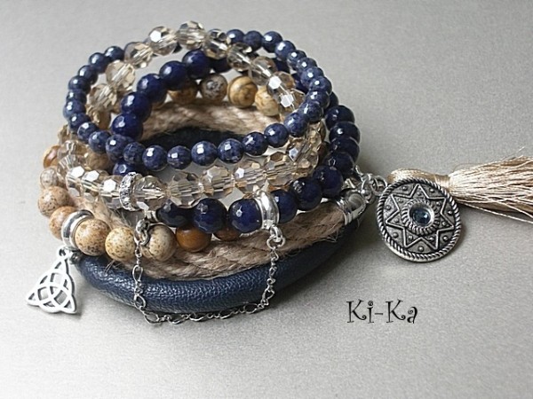 DARK BLUE AND BEIGE 2 - BRANSOLETKA