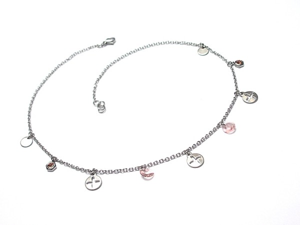Alloys Collection - kółko i krzyżyk /peach/ - naszyjnik