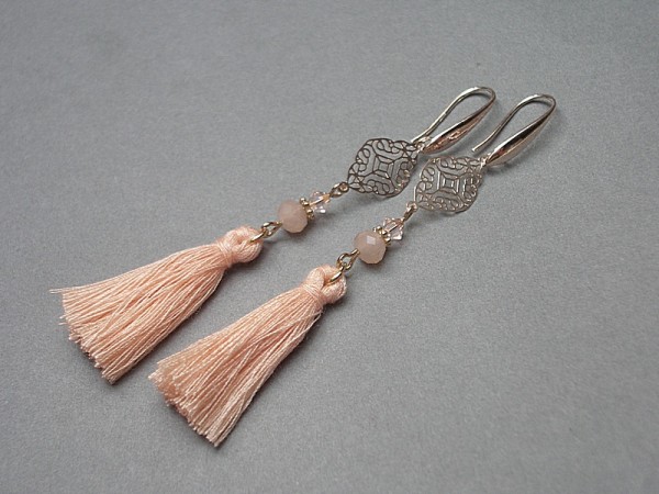 BOHO - rose gold rosette /nude/ - kolczyki