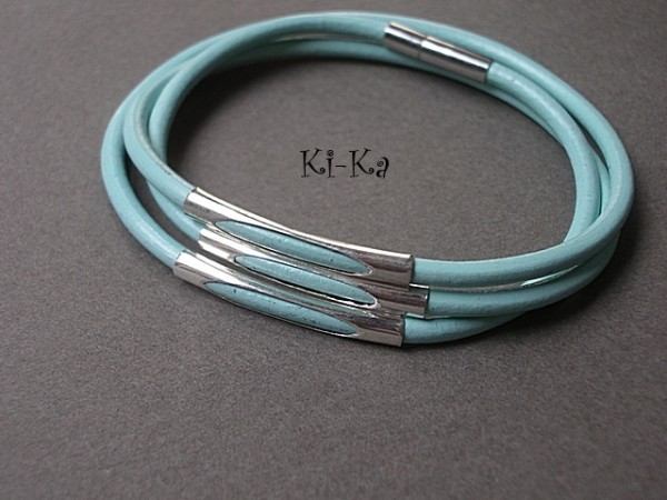 Blue leather - bransoletka