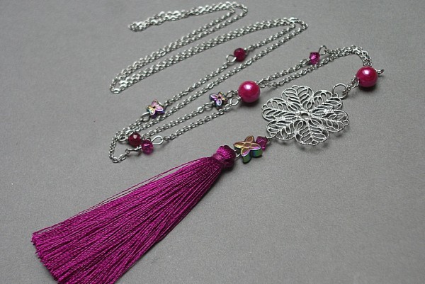 Alloys Collection - BOHO /amarant rosette/ - naszyjnik