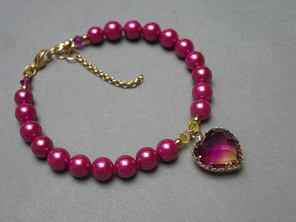 Alloys Collection /heart - fuksja/ - bransoletka