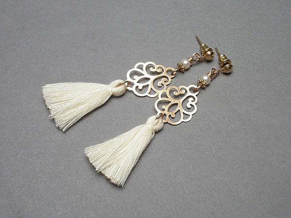 BOHO - rose gold rosette /ecru/ - kolczyki