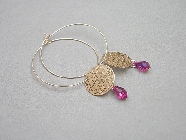 Alloys Collection /rosette/ fuksja/ - kolczyki