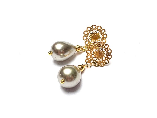 Pearls /beige/ perły naturalne vol. 1- kolczyki