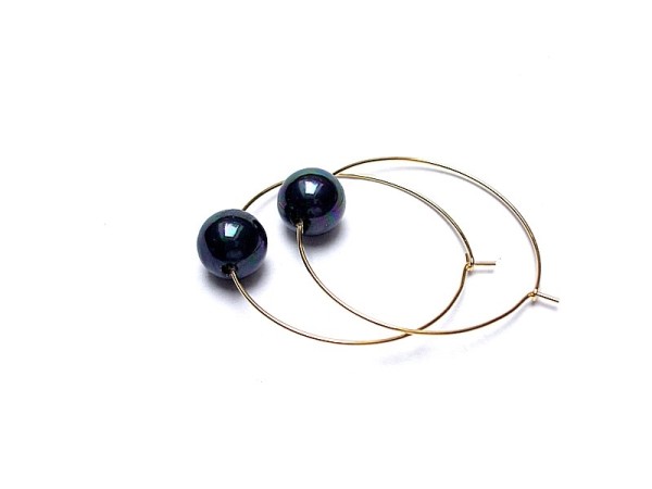 Alloys Collection /one pearl/ navy blue - kolczyki