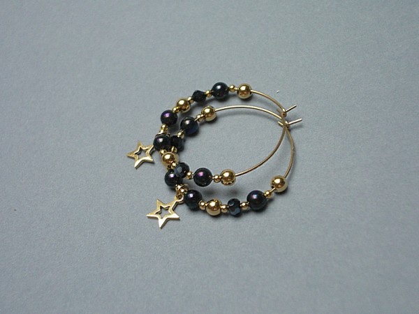 Pearls /navy blue and gold/ - star