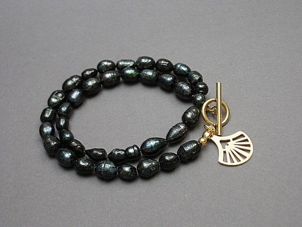 Pearls /navy blue/ perły naturalne vol. 3-choker