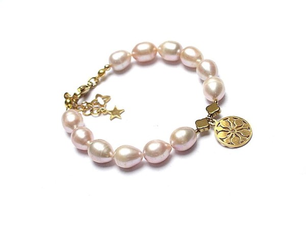 Pearls /light rose/ perły naturalne - bransoletka