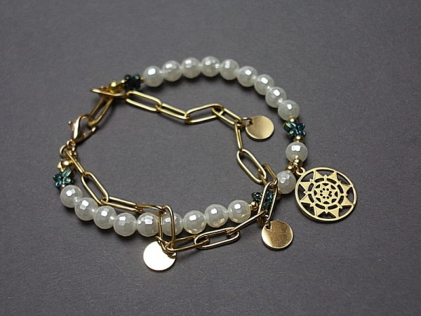 Pearls /white/ perły majorka - bransoletka