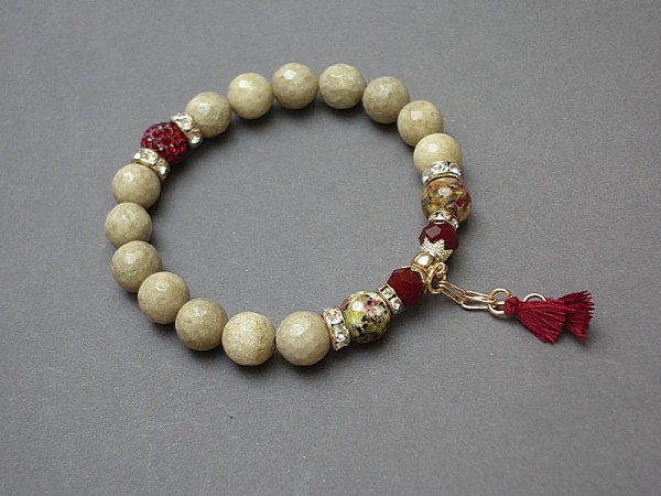Troki - olive and red - bransoletka