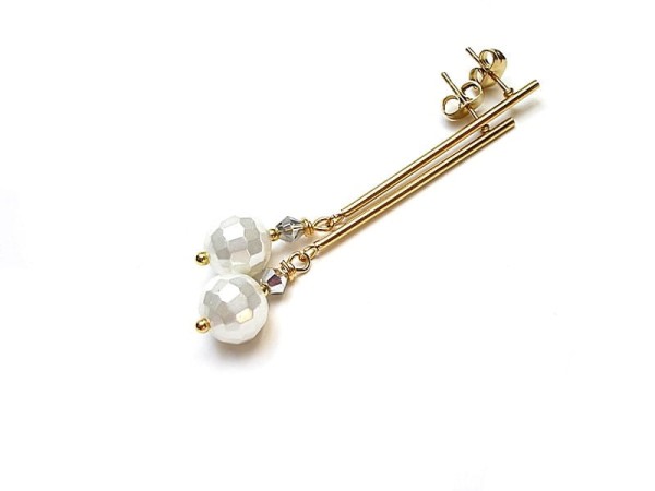 Stick /white pearls vol. 2/ alloys collection - kolczyki