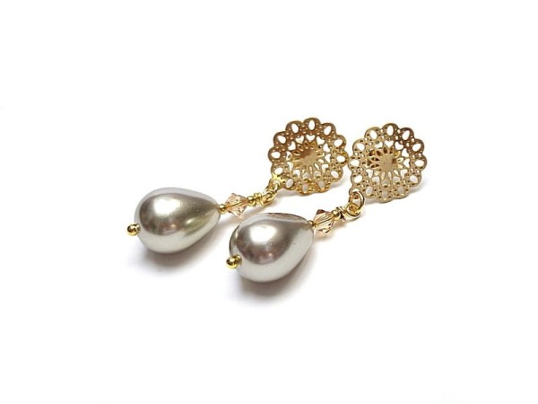 Pearls /beige/ perły naturalne vol. 1 - kolczyki