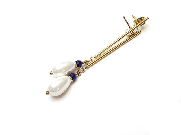 Stick /white pearls/ alloys collection - kolczyki