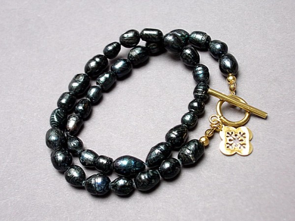 Pearls /navy blue/ perły naturalne vol. 3 - choker