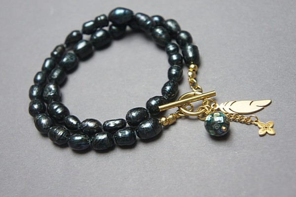 Pearls /navy blue/ perły naturalne vol. 6-choker