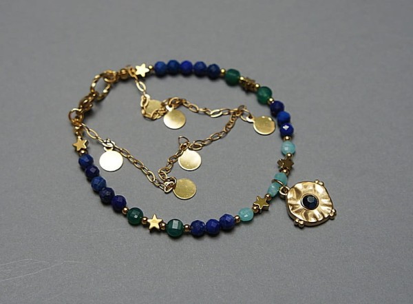 Lapis lazuli, onyks & amazonit - bransoletka /Szlachetna kolekcja/