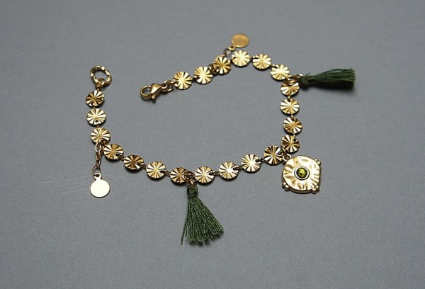 Alloys Collection - Boho cekiny olivine - bransoletka