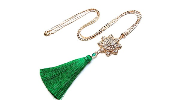 Boho /green rosette/ - naszyjnik