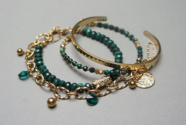 Zestaw bransoletek Malachity - Szlachetna kolekcja