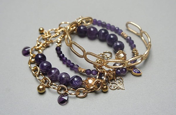 Zestaw bransoletek Ametyst vol. 2 - Szlachetna kolekcja