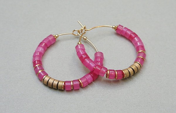 Alloys Collection Wianki /jadeit fuksja/ - kolczyki