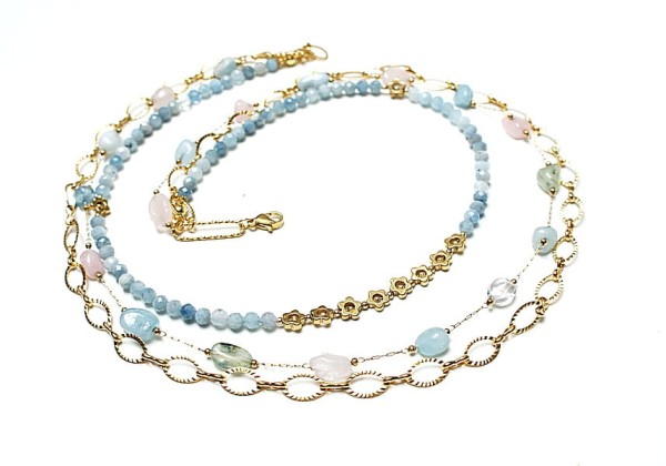 Triple - Morganit, akwamaryny /naszyjnik/ - Szlachetna kolekcja