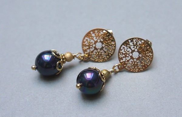 Pearls /navy blue / vol. 5 - kolczyki /20.07.24/