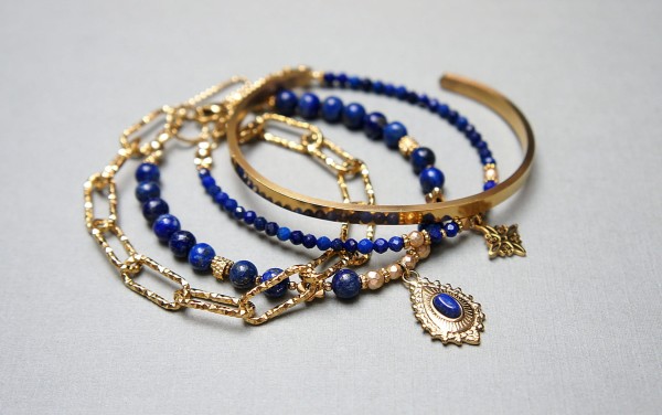 Zestaw bransoletek Lapis lazuli /set/ vol. 2 - Szlachetna kolekcja