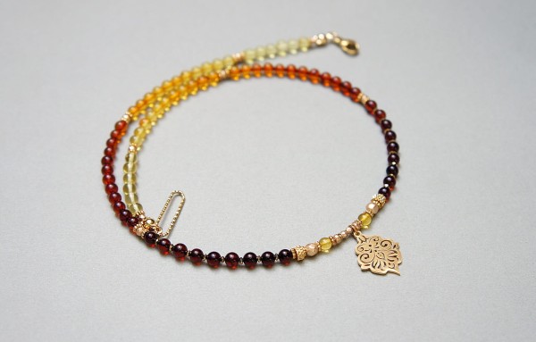 Bursztyny ombre vol. 3 /choker/ naszyjnik - Szlachetna kolekcja