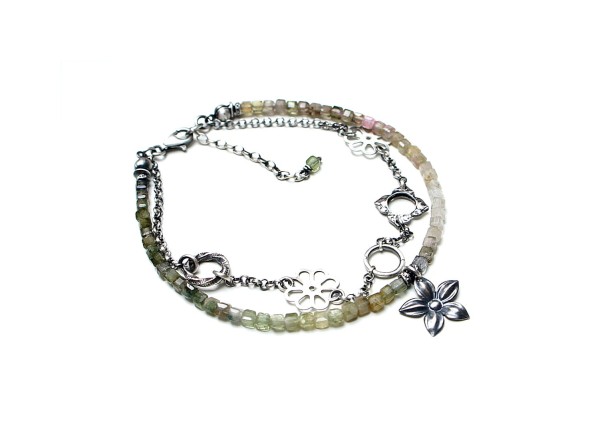 Turmaliny ombre /flower/- bransoletka