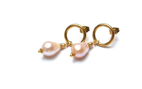 Pearls [peach] perły vol. 26 - kolczyki