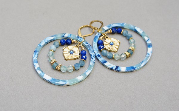 Wianki circle  (blue mix) - kolczyki