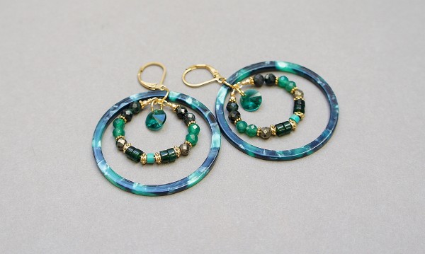 Wianki circle  (green mix)  - kolczyki