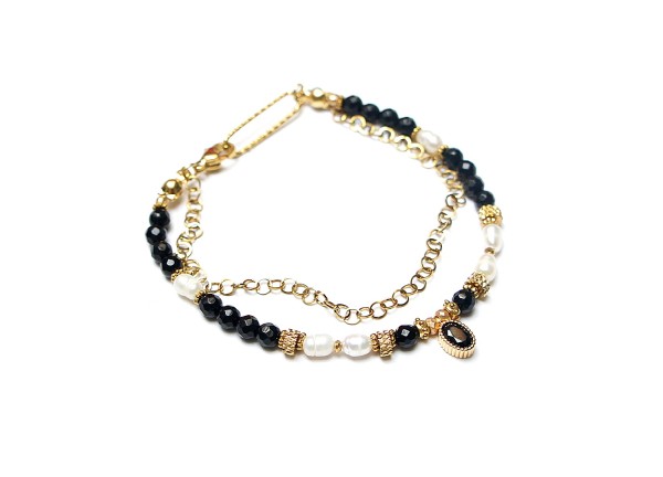 Onyx and pearls /27.11.25/ bransoletka - Szlachetna kolekcja