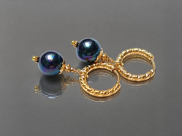 Pearls /navy blue / vol. 6 - kolczyki pozłacane /12.01.26/