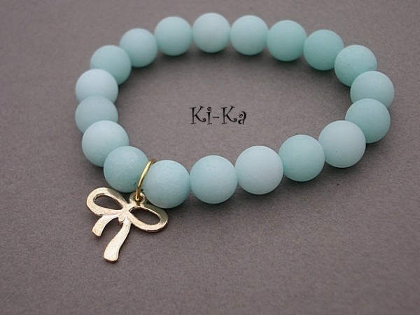 LIGHT BLUE AND GOLD BOW - BRANSOLETKA