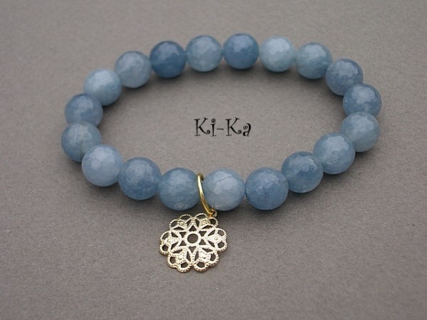 DENIM AND GOLD FLOWER - BRANSOLETKA