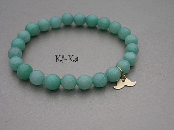 MINT AND GOLD MUSTACHE - BRANSOLETKA